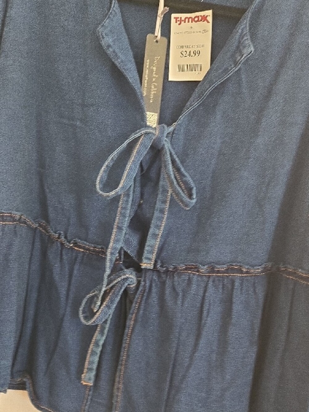Velvet Heart Indigo Tie-Front Peplum Tunic - Picture 4 of 7